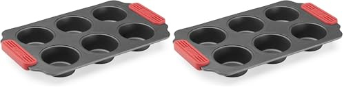 Lékué Moule Muffins Pâtisserie Métal anti-adhésif 6 cavités (Lot de 2)