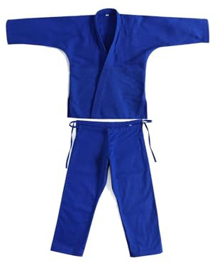 mophrati Judo Gi, Jiu Jitsu Anzug, Karate Anzug, atmungsaktive, leichte Baumwolle, Sportbekleidung für Schüler, leichte Baumwoll Kampfsportbekleidung, Karate Gi Kleidung, Blau, 170 cm