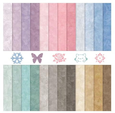 Scrapbook Papier Buntes 24 Blatt Bastelpapier mit Muster 30,5x30,5 cm Doppelseitiges Decoupage Papiere Motivpapier Vintage Dekorpapier Designpapier für Scrapbooking, Basteln, Journal