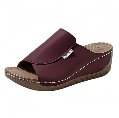 YIzdegg ortopediska sandaler damer sommar – sandaletter kilklack sandaler halkfria tofflor ultra komfort sommarskor bågestöd hälskor ergonomiska öppna tår utomhussandaler, lila, 39