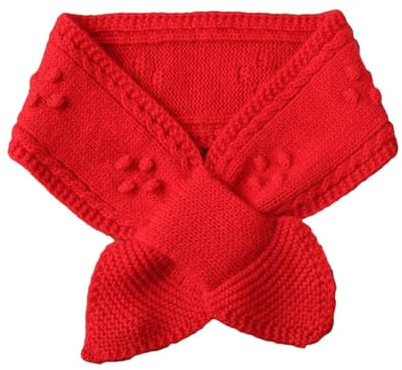 Bascabeen Winter Soft Cashmere Knit Scarf for Women Warm Pashmina Neck Warmer Eyelet Knitted Scarf Outdoor Wear (Red)