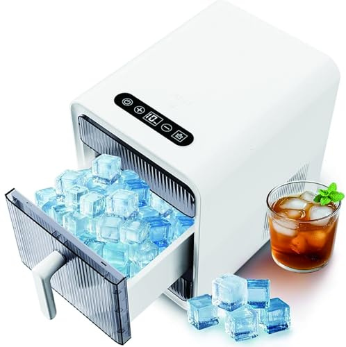 Máquina de Hielo Nugget de Sobremesa, 12 Piezas/10 Min Máquina de Hielo en Pellet Masticable, 15kg/Día, Autolimpiante One-Touch, Máquinas de Hielos Compacta para Casa, Oficina & Bar white