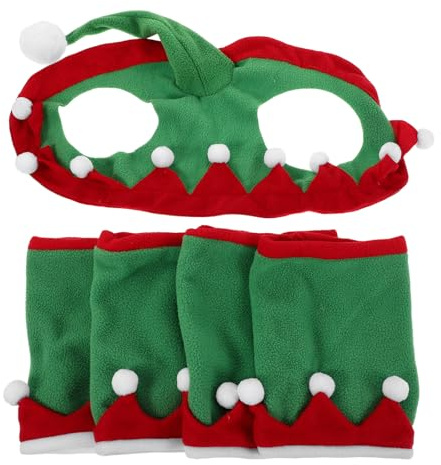 Healifty Pferde Beinschützer und Weihnachtsmütze Satz für Pferde Atmungsaktive Stützgamaschen Weihnachtliche Pferde Dekoration für Festtage und Umzüge