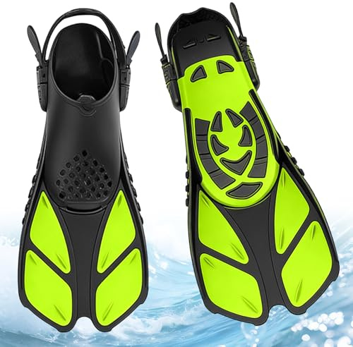 Palmes de snorkeling pour adultes, unisexe, palmes de plongée réglables avec talon ouvert, palmes courtes pour adultes pour la natation, la plongée en apnée et le fitness aquatique