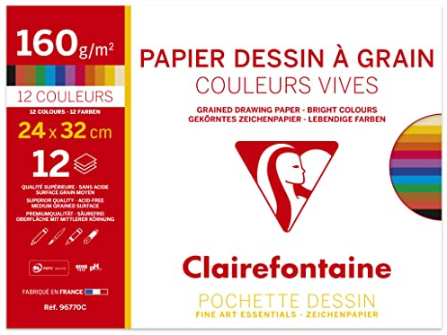 Clairefontaine 96770C 12 Bogen Zeichenpapier Etival Color A4+ 160g sortiert