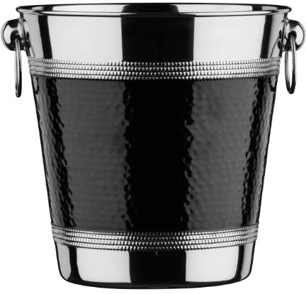 PREMIER Housewares 0507784 Secchiello per Champagne/Vino in Acciaio Inox Effetto Martellato Banda Nera