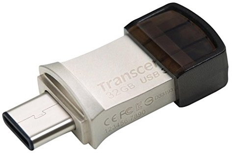 Transcend 32GB JetFlash 890 USB 3.0 Dual-Flash-Stick, ultraklein | USB 3.2 Gen 1 Speicherstick, Typ A+C, Metallgehäuse