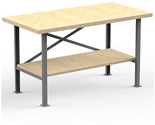AUPROTEC Profi-Werkbank 1500 x 600 x 850 mm mit Multiplex-Platte 40mm - Werkbankplatte Massiv Multiplex Holz - Industriequalität
