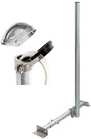 Premium X Basic X120-48 SAT TV Teleskop-Dachsparrenhalter 120cm Mast 48mm Stahl Sparren-Halterung für Satelliten-Antenne Satellitenschüssel | ALU-Mastkappe Kabeleinführung 16 Kabel