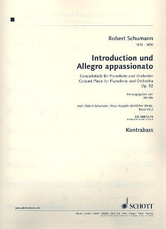 Introduction und Allegro appassionato G-Dur: Concertstück für Pianoforte und Orchester. op. 92. Klavier und Orchester. Kontrabass. (Edition Schott)