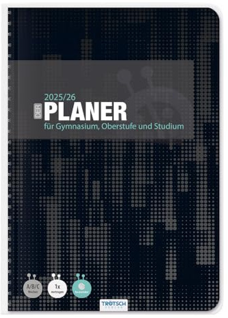 TRÖTSCH - Gymnasialplaner Dark 25/26: Planer Schülerkalender Hausaufgabenheft Timer für die Oberstufe