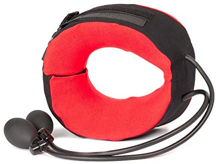 Body Sport TracCollar Cervical Neck Traction Device, Small/Medium, Fits 14” to 16” Neck Size – Release Pressure for Neck Pain Relief – Inflatable Neck Stretcher with 2 Hand Pump System