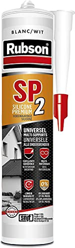 RUBSON SP2 Mastic Silicone Neutre Premium à très forte adhérence, Joint universel pour raccordement, calfeutrement, dilatation, Coloris blanc, Cartouche 300 ml