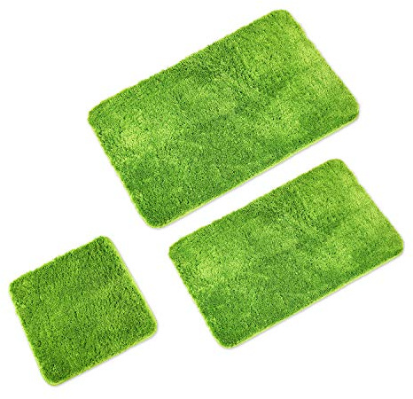 WohnDirect Badezimmerteppich Set 3-TLG., rutschfest & waschbar, Grün