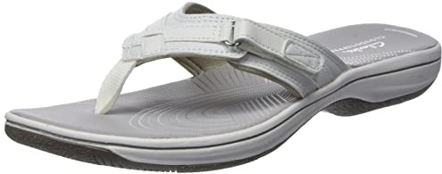 Clarks Women's Brinkley Sea Flip Flops, White White Synthetic, 6 UK