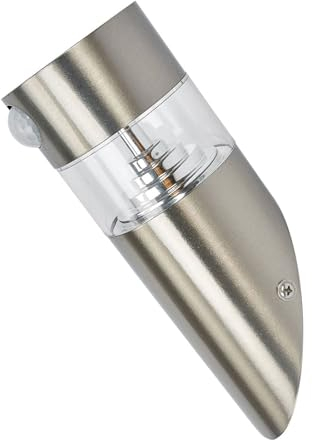 Lindby LED Solarleuchte außen 'Kalypso' mit Bewegungsmelder (spritzwassergeschützt) (Modern) in Alu aus Edelstahl (1 flammig,) - Solar-Wandleuchten, Wandlampe für Outdoor & Garten