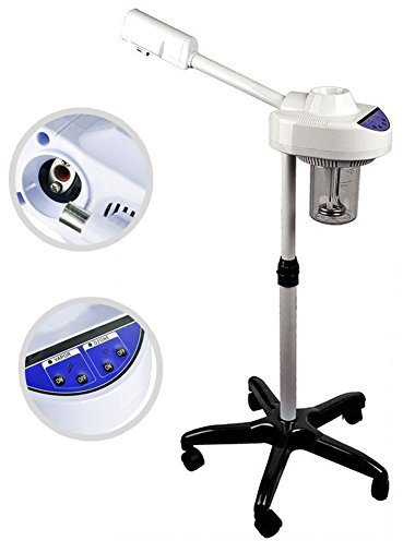 Bakaji Vaporizzatore Facciale Digitale Funzione Ozono Sauna Pulizia Viso con Stativo 5 Ruote Altezza Regolabile Regolabile per Estetista e Centri Benessere