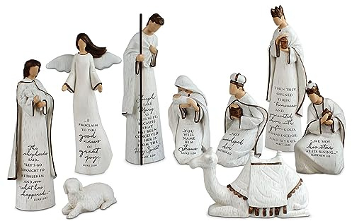 Lighthouse Christian Products A Savior is Born 9 Piece 7.25 Inch Resin Scriptured Christmas Nativity Set