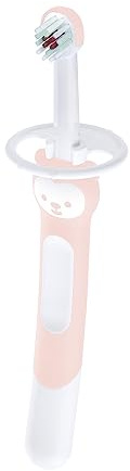 MAM Training Toothbrush for Babies (1 Baby's Brush with Safety Shield), Baby Toothbrush with Brushy The Bear Character, Interactive App, for Girls 5+ Months, Pink