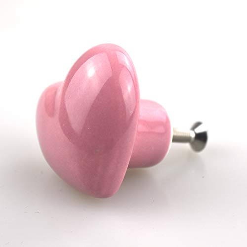 Yxtai 10pcs Cassetto a Forma di Cuore Tire Bottoni in Ceramica per Cabinet, Cassetto, Camera dei bambini, Cassettiera con viti, Rosa
