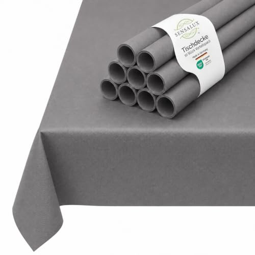 Sensalux Vlies Tischdecke, 10 Stück, 1,18 x 2,5 m, Grau, abwaschbar | wasserabweisend, stoffähnliche Tischdecke, OEKO-TEX, Party Hochzeit Catering Event