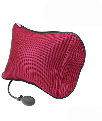 NANANA Premium Aufblasbar Lordosenstütze Rückenkissen Lendenkissen Lordosekissen, Portable Kissen mit Mesh Massage Kissen für Auto Home Office Stuhl,30X36cm,Rot