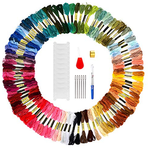 Stickgarn Freundschaftsbänder,Embroidery Floss,100 Stickgarn Set Weicher Baumwolle perfekt für Freundschaftsbänder, Stickerei, Kreuzstich