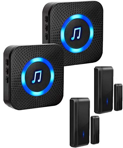 Door Alarm Sensor ChunHee Wireless Door Sensor Chime When Door Opens,Door Entry Alarm Chime for Business/Home/Kids,150M Range,5 Adjustable Volume Door Ringer Alert 2 Sensors + 2 Receiver