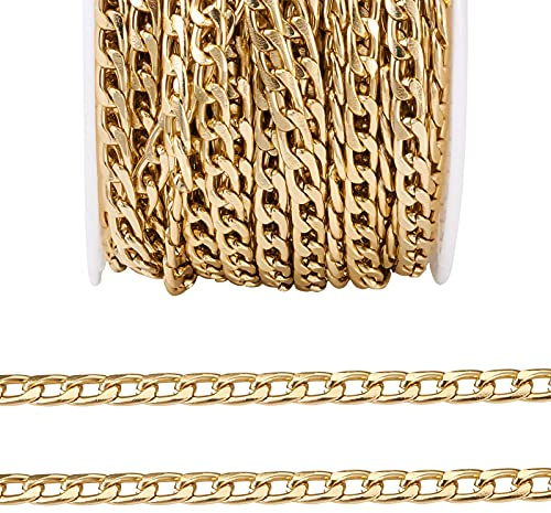 Craftdady 10 Yards lange Aluminium-Panzerkette ungeschweißt Twist Link mit Spule für Punk, kubanische Kette, Halskette, Armband, Schmuckherstellung, kubanisches Gold