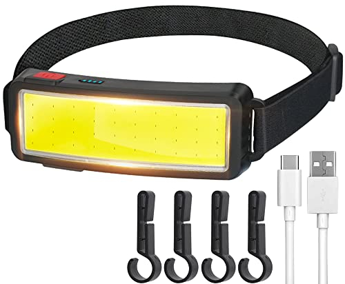 DARKBEAM Linterna Frontal COB LED Recargable, C02 Linterna de Cabeza Leds USB, Headlamp 1200 lumens Headlight, impermeable, pesca, Camping, Mantenimiento y construcción, Luz de trabajo para casco
