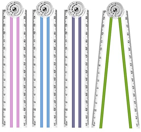 4PCS Folding Ruler 30cm Flexible Foldable Rulers 15cm Transparent Straight Rulers Shatterproof Plastic Geometric Ruler for School Kids Office