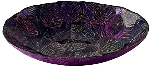 Anton Studio Designs - Dekorative Schüssel - große Tischdekorationschale - Durchmesser: 40 cm - Dekorative Glasschale für Wohnkultur - Herbstamethyste