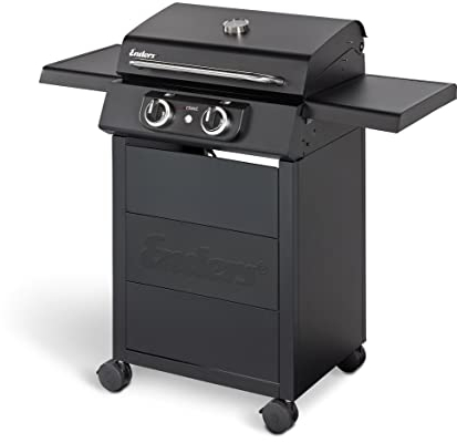 Enders® Barbecue électrique eCRAVE 2, avec grille en fonte, chariot de barbecue avec beaucoup d'espace de rangement, système de nettoyage Simple Clean ™, 2 éléments chauffants puissants, hotte de