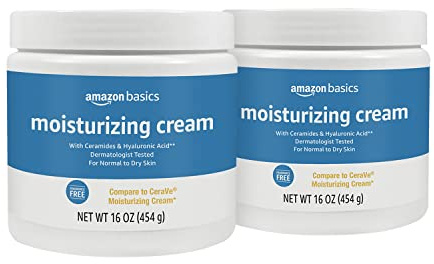 Amazon Essentials Moisturizer Cream for Face, Dry Skin, Hydrating , 16 Ounces, 2-Pack (Previously Amazon Basics)