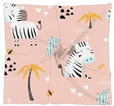 Mularoka Silk Like Head Scarf for Women 23.6” Square Satin Hair Scarf Fashion Print Pattern Scarves Silk Feeling Neckerchief, Zebra Cactus, 23.6x23.6 inch