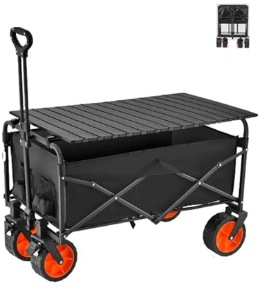 Chariot De Camping Chariot De Jardin Extérieur Chariot Pliant 250 Kg De Plus Grande Capacité Transporteur De Pique-Nique Robuste avec Frein Remorque Pliante Diable for Épicerie De Plage Shopping (Col