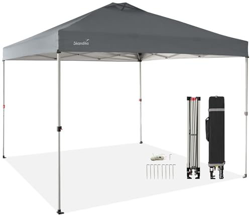 Skandika Padiglione Solvorn | meccanismo brevettato con una sola mano, padiglione pieghevole pop-up con struttura in acciaio, protezione UV 50+, resistente alle intemperie (366 x 366 cm)