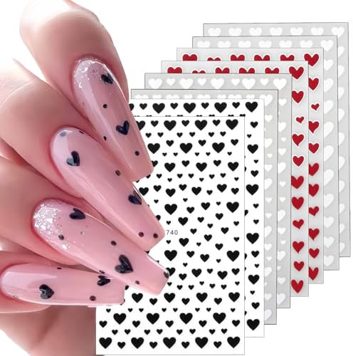 8 Bögen Nail Art Aufkleber, Kirschblüten für Nägel, Maniküre-Aufkleber, Herzmotiv, selbstklebend, Nail Art Sticker, Zubehör für Nageldekoration (B)