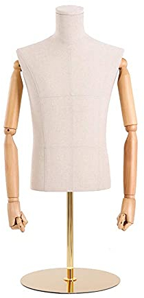 LIUSP Schneiderpuppen-Torso für Damen, Mannequin-Ständer, verstellbare männliche Schaufensterpuppe mit goldenem Metallständer, professioneller Schneiderpuppen-Torso für die Th