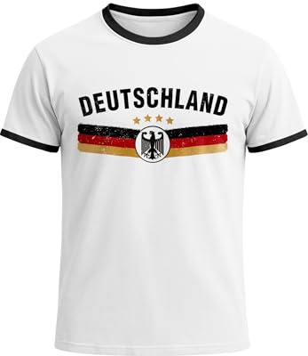 MoonWorks® Herren T-Shirt Fußball WM Fußball-Sommer 2026 Trikot Style Fanshirt Frontprint Brustprint Deutschlandshirt