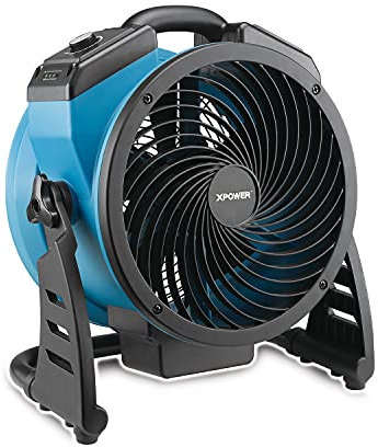 XPower Heavy Duty Industrial High Velocity Whole Room Air Mover Air Circulator Utility Floor Fan Variable Speed Timer (Blue, FC-150B 100CFM)
