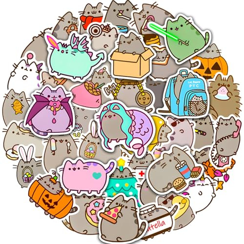 100 Blatt Cute Cat Cartoon Kinder Wasserdichte Aufkleber,Kawaii Anime Niedliche Katze Aufklebers,DIY Kätzchen Ästhetisch Dekoration Stickers für Motorrad Küche Laptop Gitarre Skateboard Wasserflasche