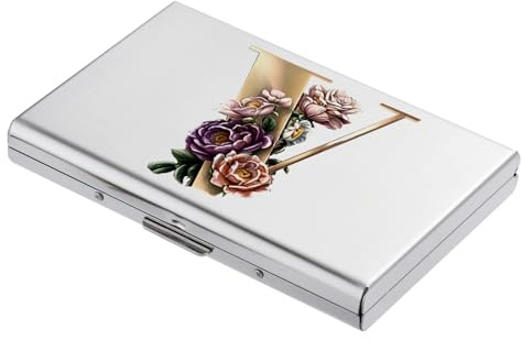 BONSYL Kreditkartenetui, Schlankes RFID Blockierung Metall Kreditkartenetui Geldbörsen, Modisches Design und Künstlerische Muster Kreditkartenetui für Damen und Herren.(6 Karten/Silber/V)