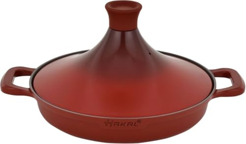 Koka tajine saffran 30 cm - non-stick - PFOA-fri- lämplig för alla spishällar - röd inklusive ugnsvantar och filt