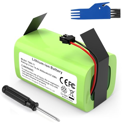 LabTEC 14.4V 4000mAh TW4-11 batería de Repuesto para Eufy RoboVac 11S 12 15C 30C G20, batería de Litio para Ecovacs Deebot N79S DN622 Cordlss Aspirador + 1 Destornillador + 1 Cepillo