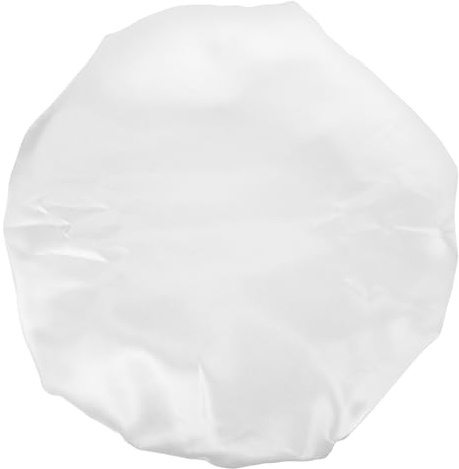 PAMINGONO Weiße Duschhaube Komfortabel und Schützend für Damen mit Elastischem Band Wiederverwendbare aus Peva und Satin für Haare Beim Duschen und Baden