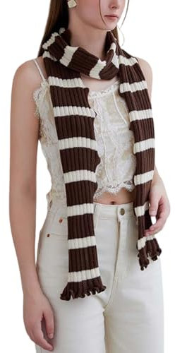 GMBYLBY Gestreifter Strickschal Mit Lotusmuster Weicher Strickschal Modischer Schal Vielseitiges Unisex Accessoire
