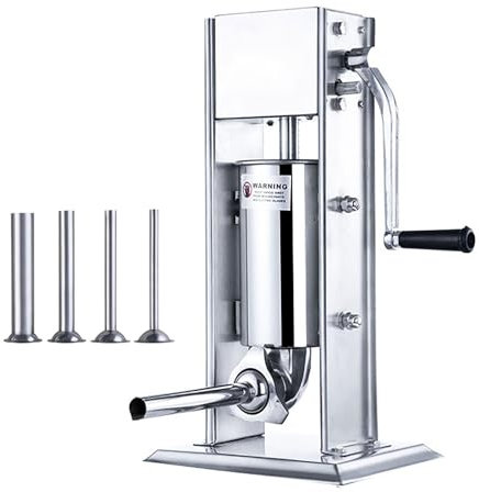 Yqyc Insaccatrice Manuale per Salsicce, Macchina per Salsicce in Acciaio Inossidabile 304, 2 velocità, 4 Tubi di Riempimento, Macchina per Insaccatura di Carne