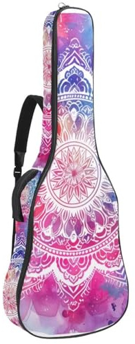 Gitarrentasche in voller Größe, 101,6 cm, 104,4 cm, 106,7 cm, Tragetasche für E-Bass, klassische Gitarre, buntes Mandala, Mehrfarbig 04, 42.9x16.9x4.7 in, Lässiger Tagesrucksack