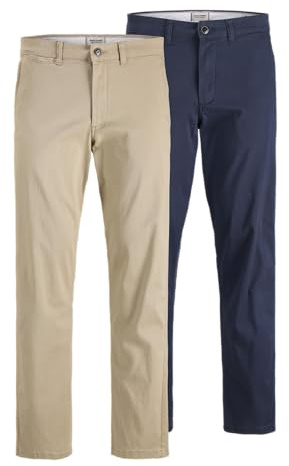 JACK & JONES Male Chino - Pantaloni Chino da Uomo, Confezione da 2, Crockery, 28W x 32L